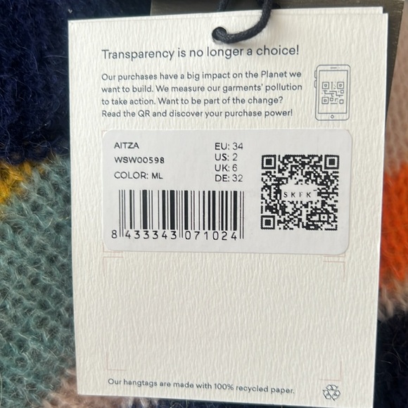 NWT SKFK Alpaca Wool Blend Striped Multicolor Aitza Sweater EU 34 | US 2 - Picture 12 of 15
